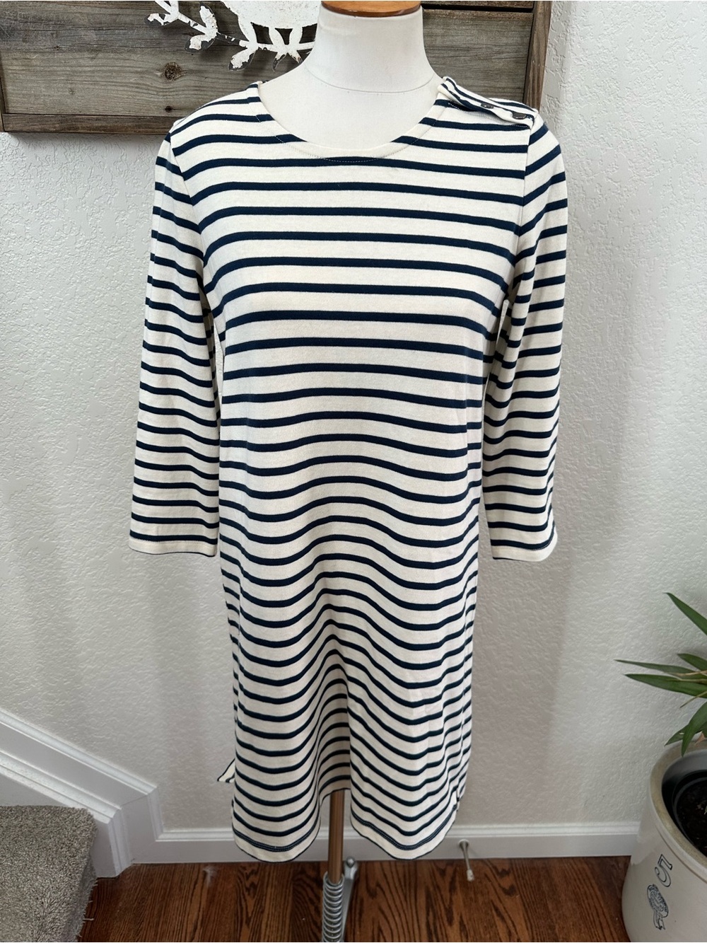 Madewell Striped Navy and Cream Boatneck Women's Dress size Small F5172